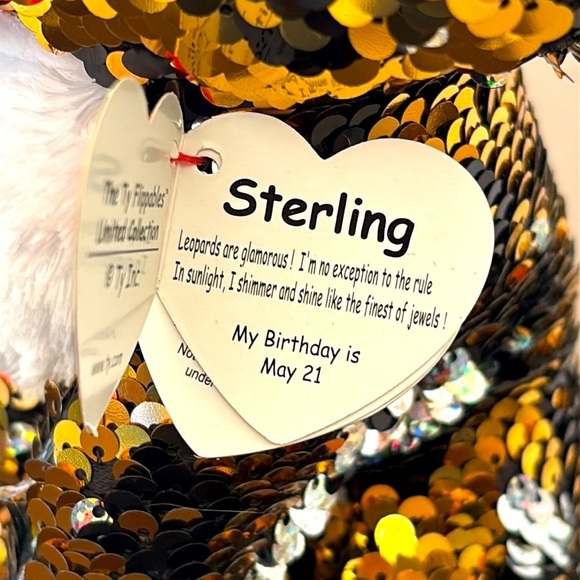 Brand New Ty Flippables STERLING Leopard Beanie Boos Sequins Plush 9" Medium - Picture 7 of 13